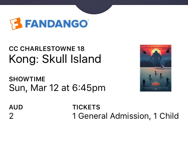 Kong Skull Island - Fandango ticket