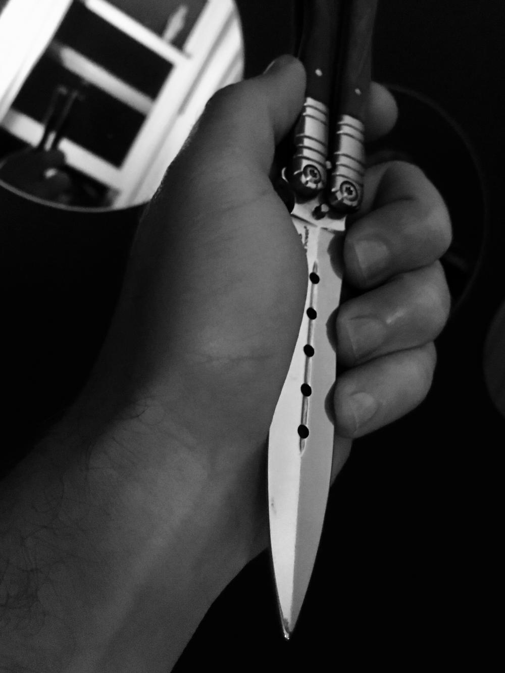 Black and white knife phootshoot