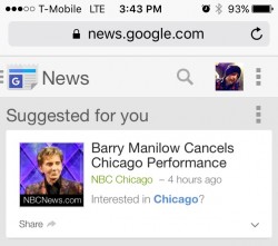 Google News suggests Barry Manilow