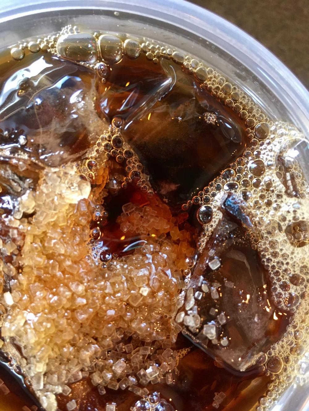 Iced coffee with crunchy sugar