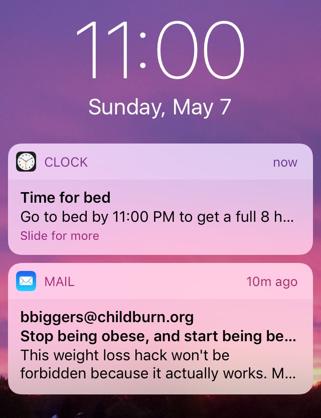 My phone just told me to stop being fat and go to sleep