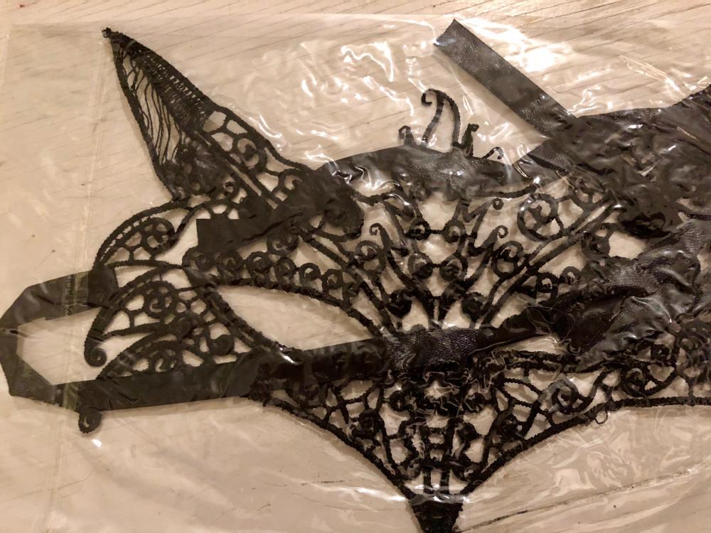fox black lace, venetian style, masquerade ball mask