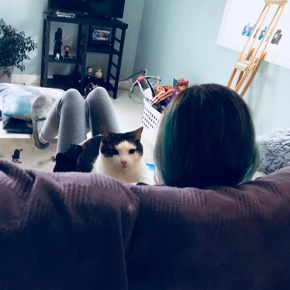 A girl and her cat