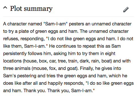 Green Eggs and Ham - plot summary