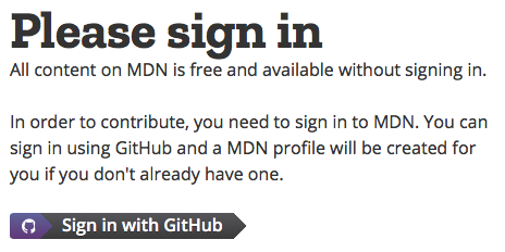 MDN requires a sign in to edit pages