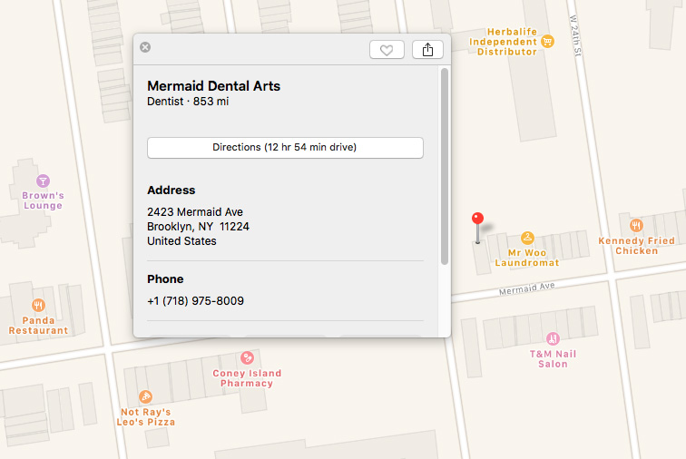 Mermaid Dental Arts - map