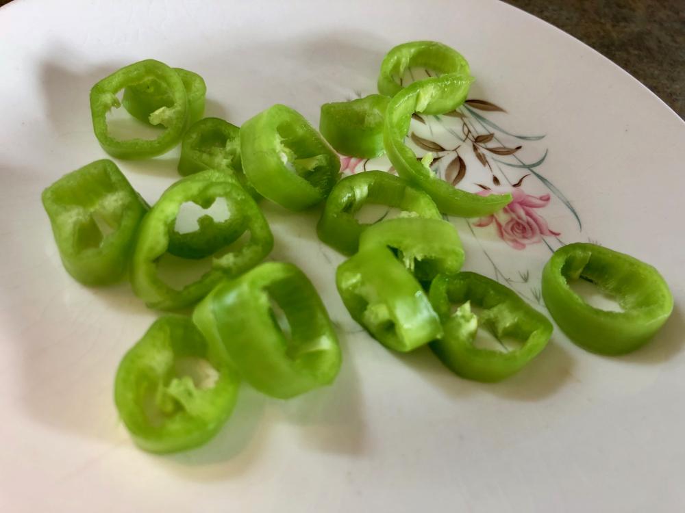 Multiple banana pepper slices