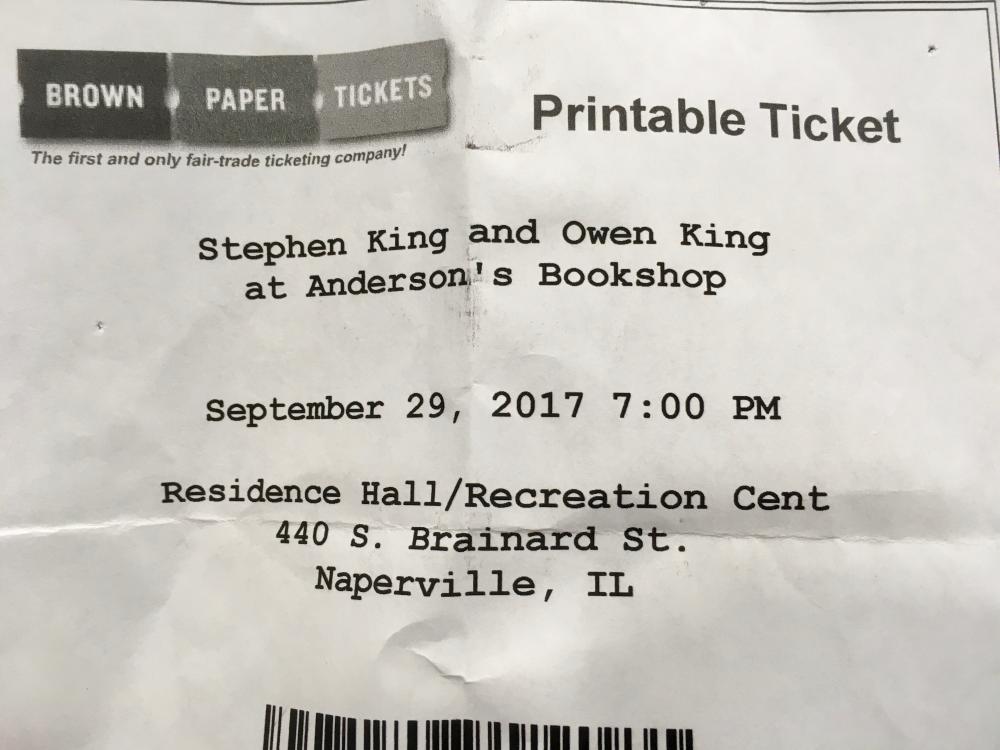 Stephen and Owen King in Naperville 2017 1 - ticket
