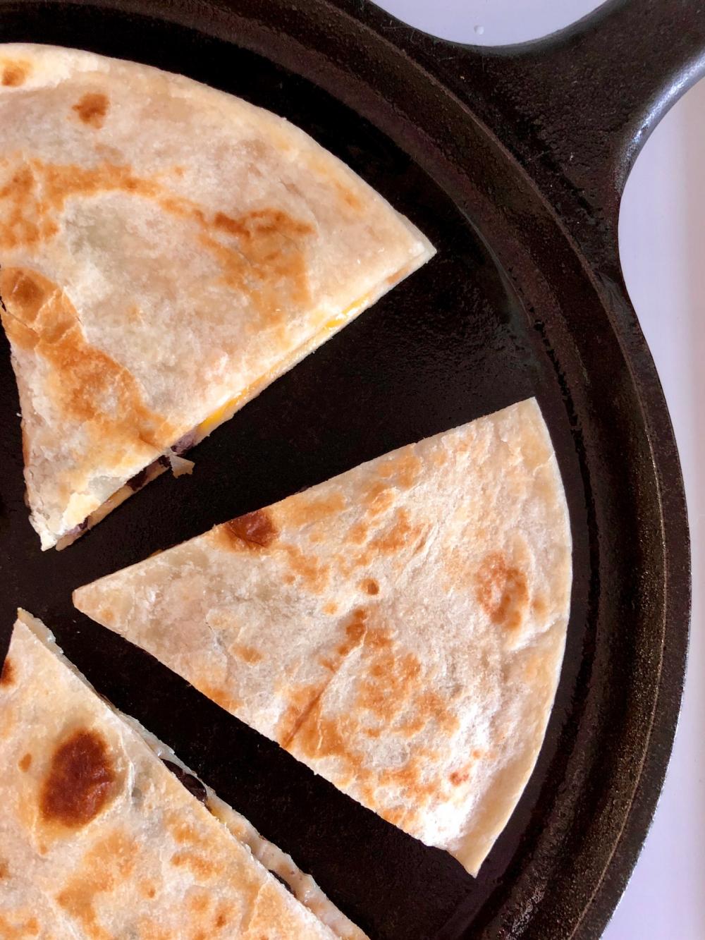 Black bean and mushroom quesadillas