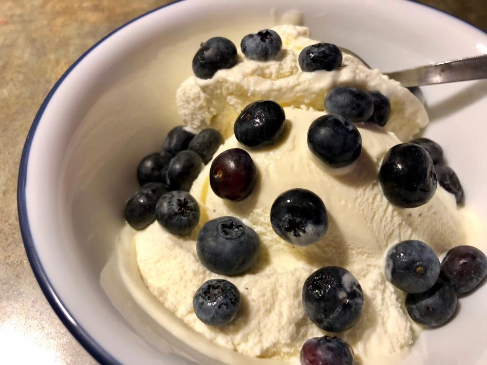 Blueberries and ice cream