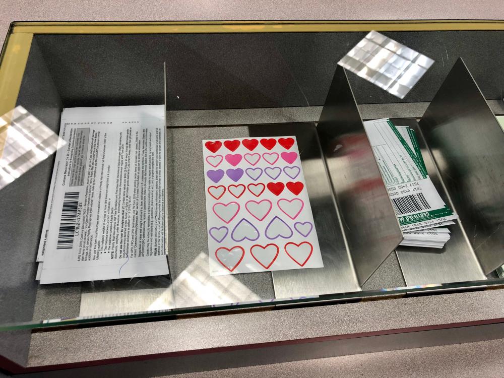 Heart stickers at USPS