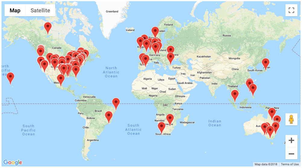 Mapped podcast listener locations