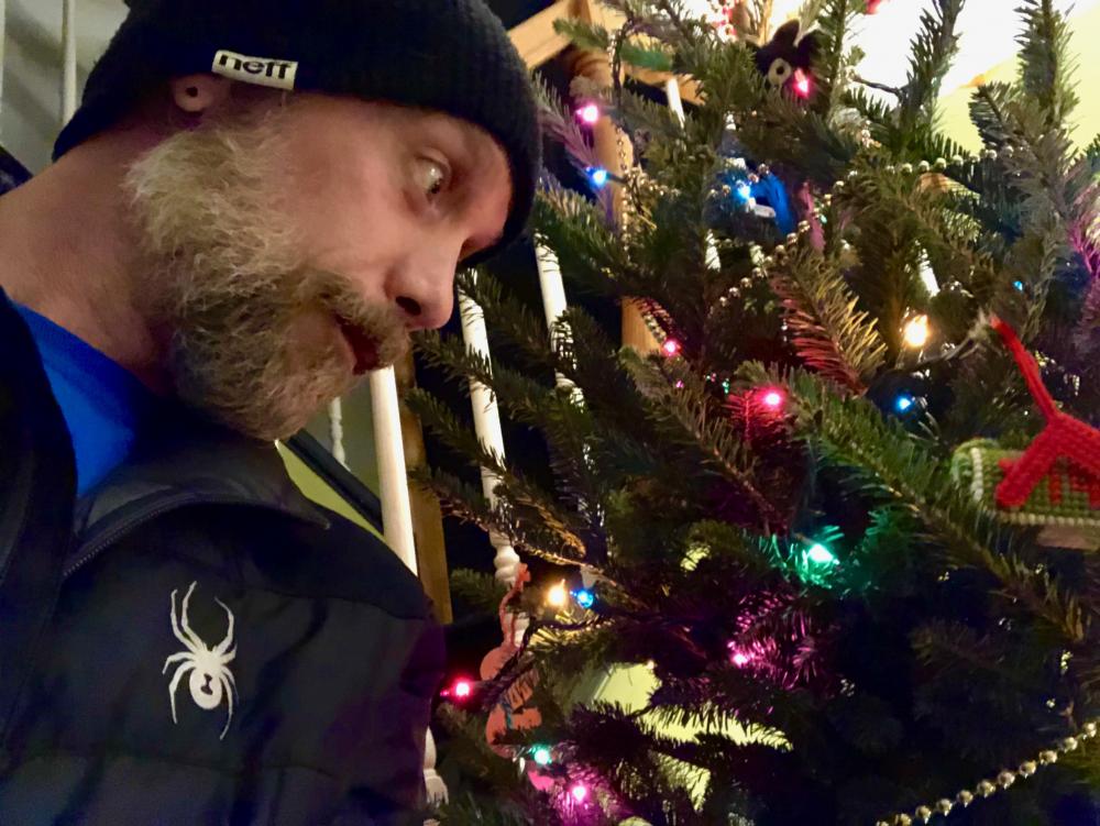 Me with Christmas tree 1