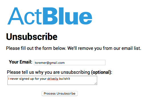 ActBlue Unsubscribe