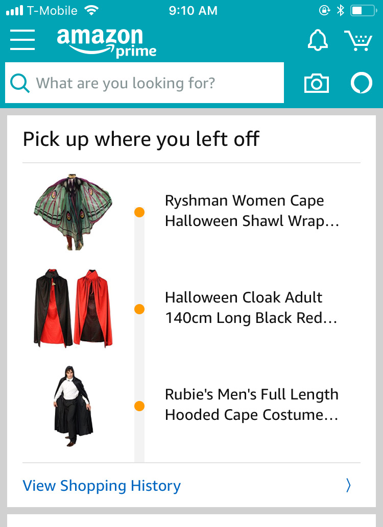 Amazon shopping history