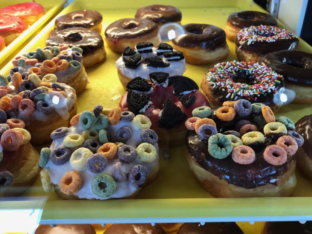 Fresh donuts with Fruit Loops
