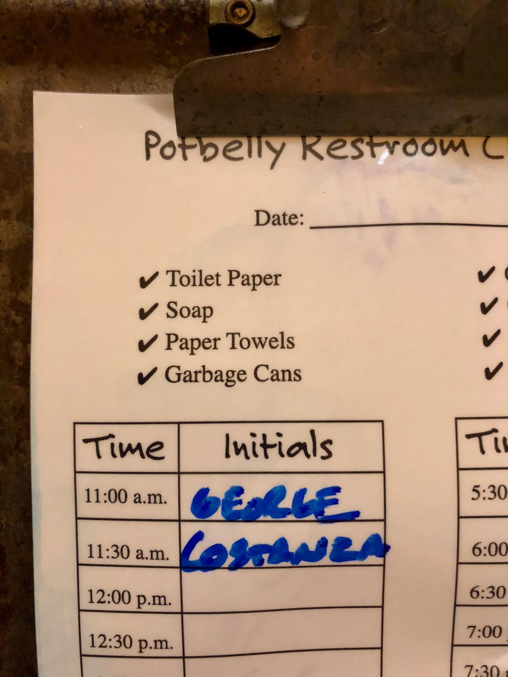 George Costanza cleaned the Potbelly Restroom