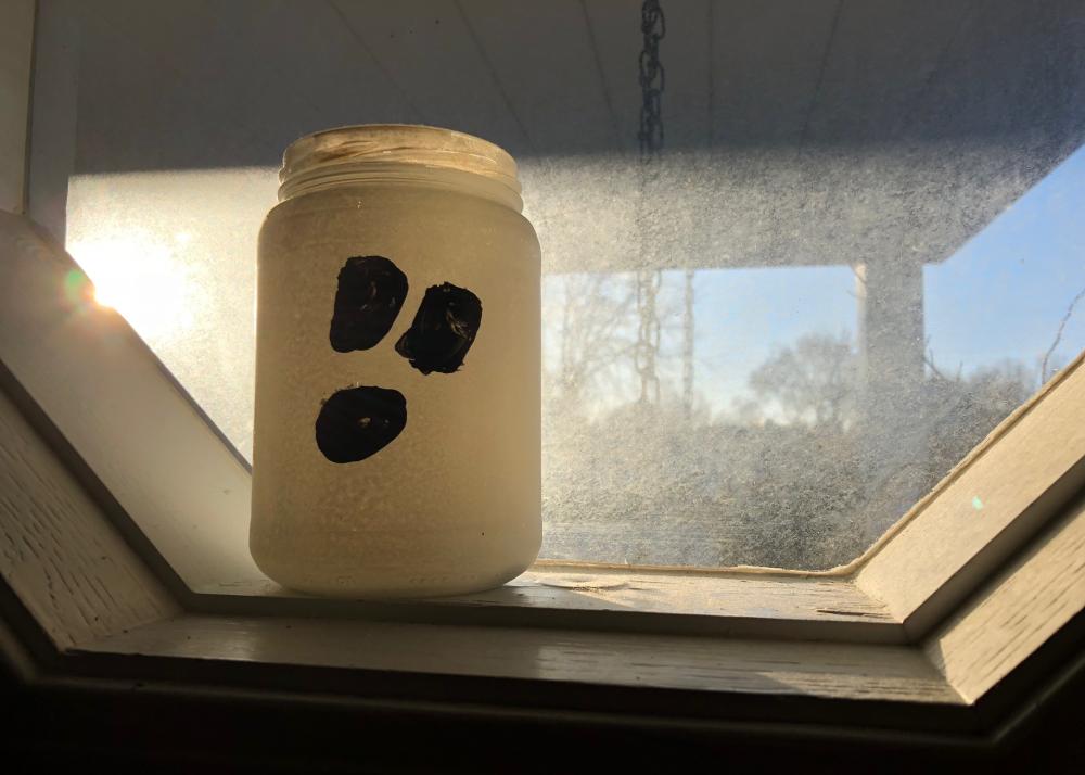 Ghost jar in the morning with chains