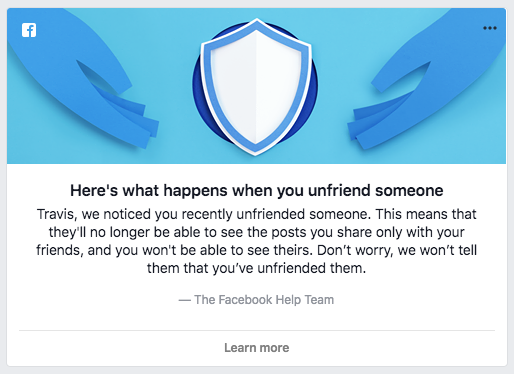 here's what happens when you unfriend someone