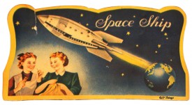 Vintage Atomic Space Ship Sewing Needle Book Made in Japan