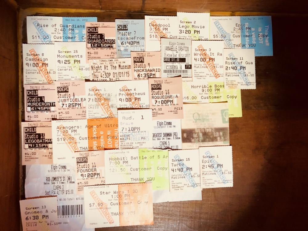 Movie ticket drawer