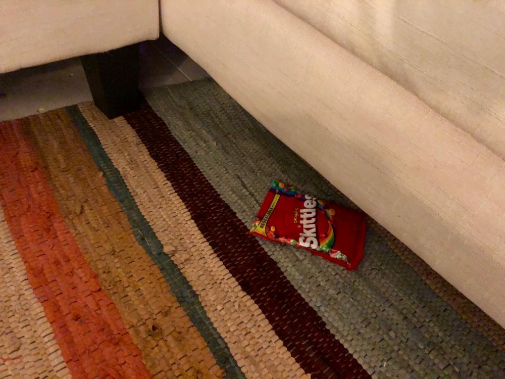 Skittles under the couch