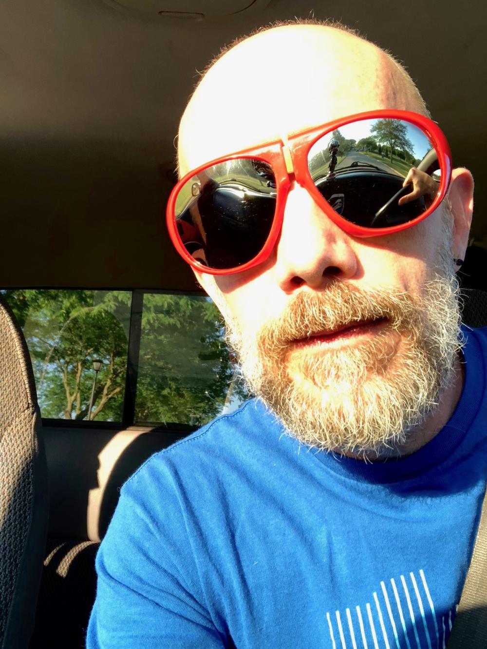 Red sunglasses selfie