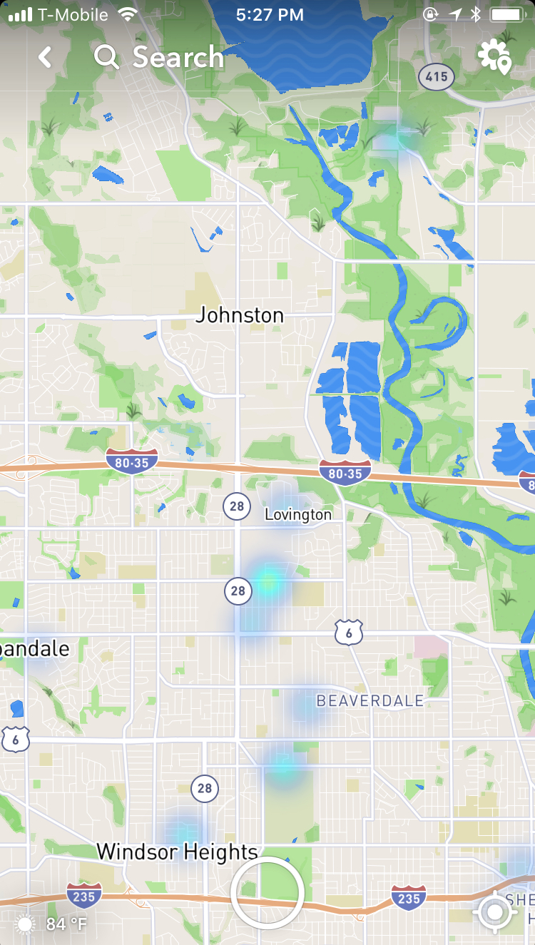 Snapchat map for Johnston, Iowa