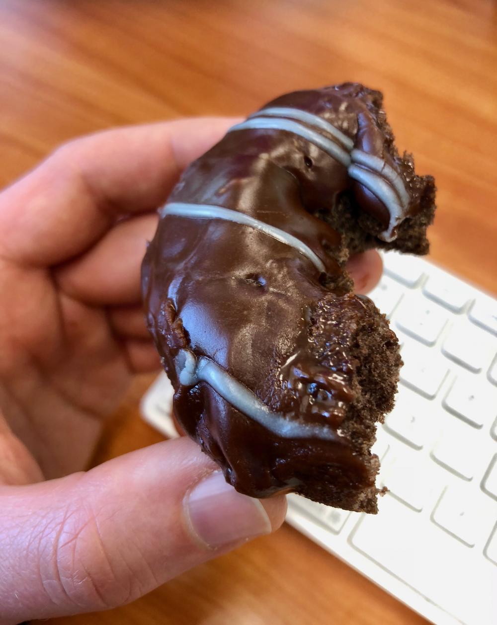 Donut with steel blue stripes