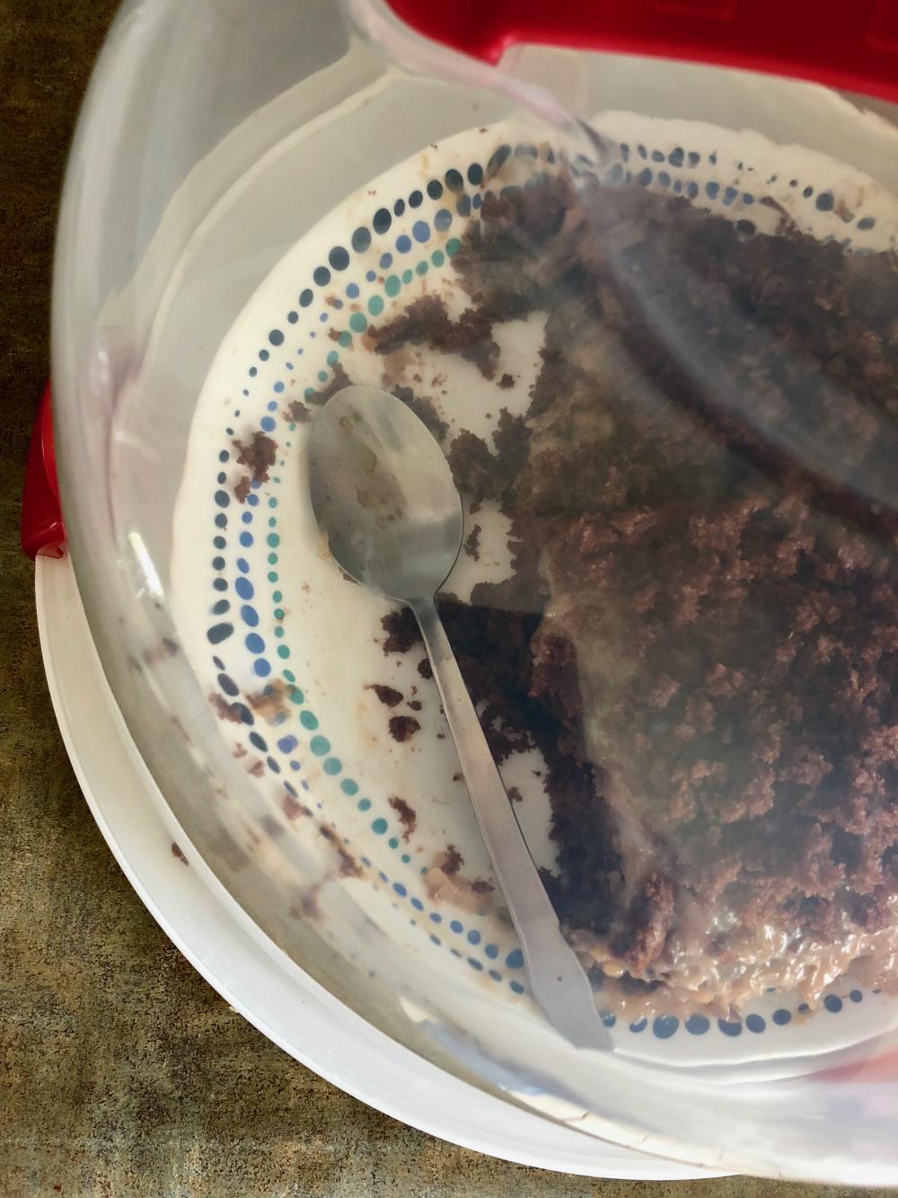 German Chocolate cake with spoon 2