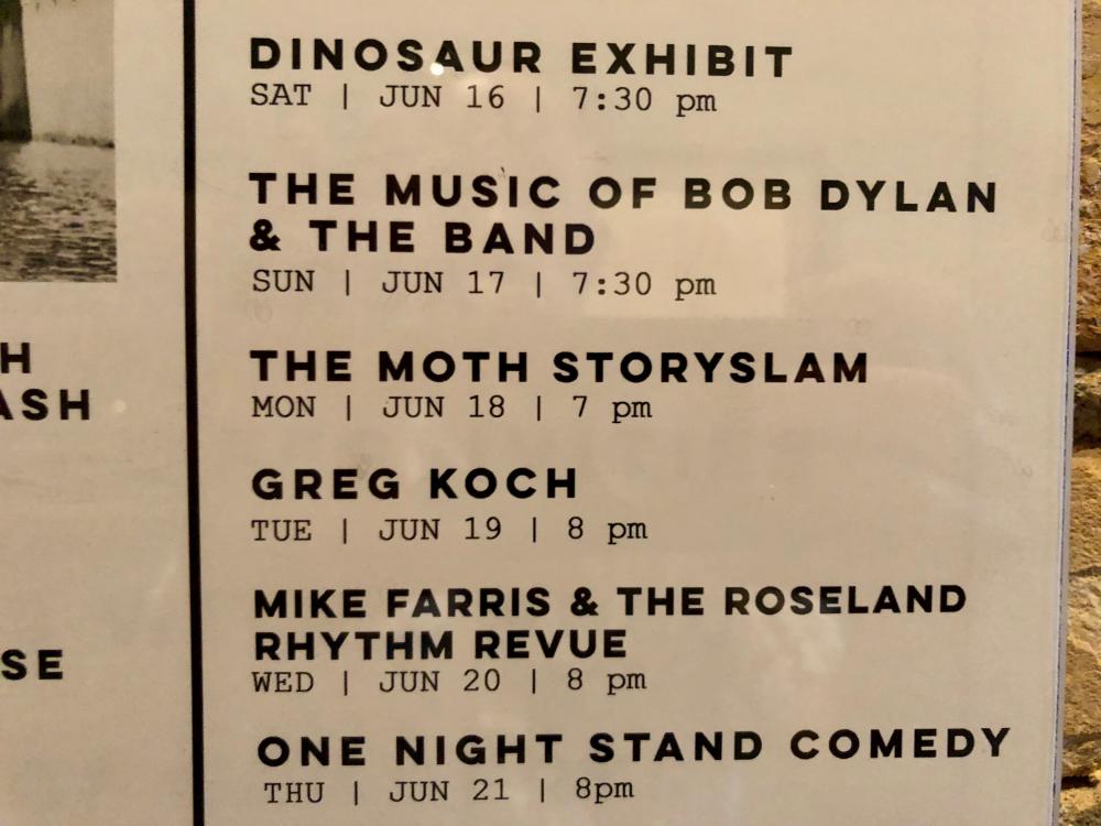 Space event list with The Moth Storyslam