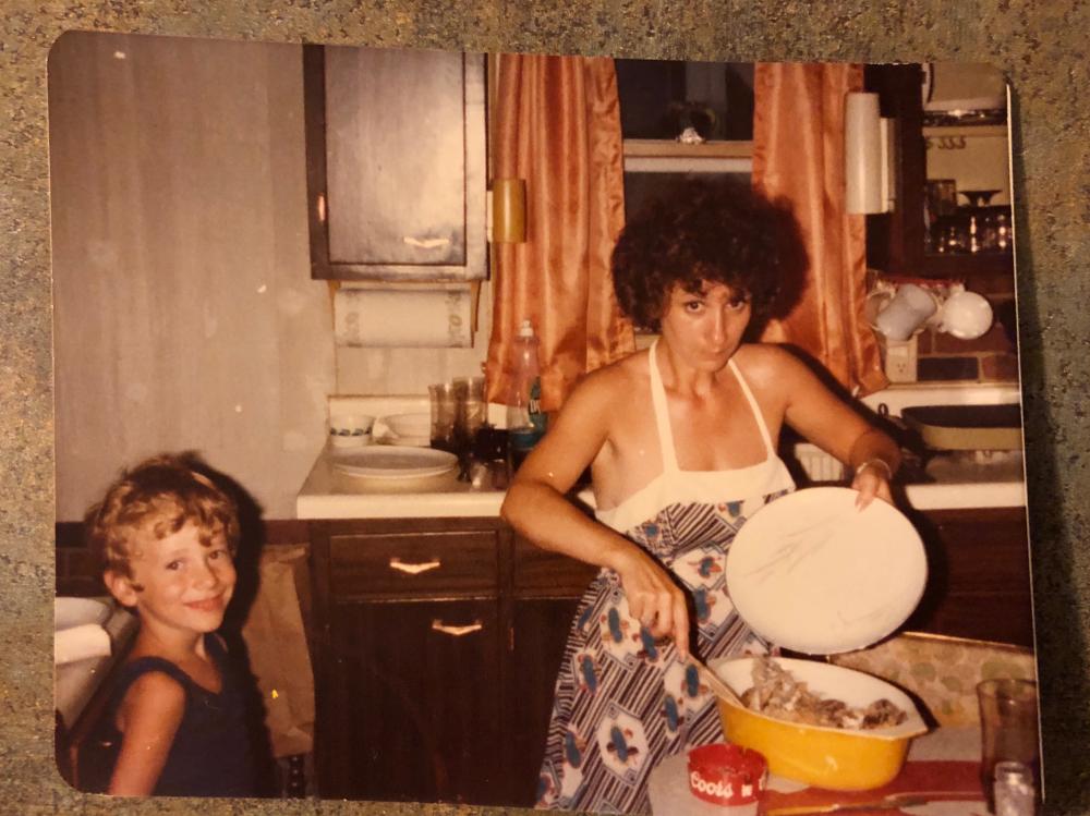 Mom and I in the Allison kitchen