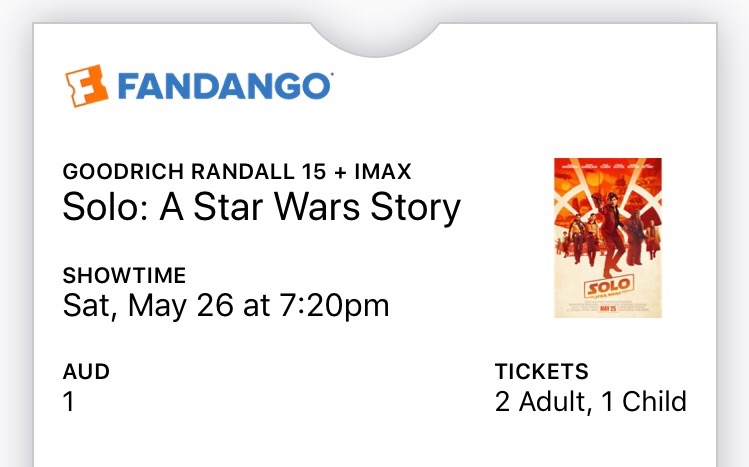Solo: A Star Wars Story ticket