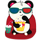 panda with popcorn