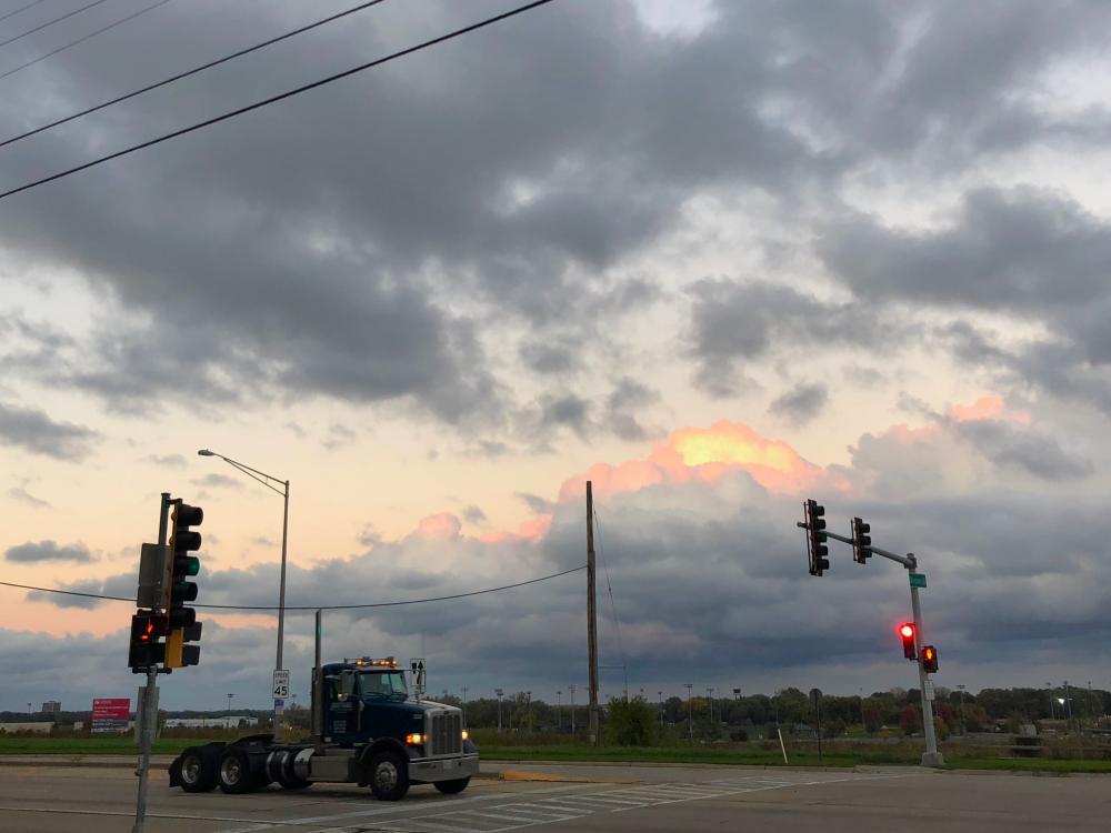 Truck with pink cloud