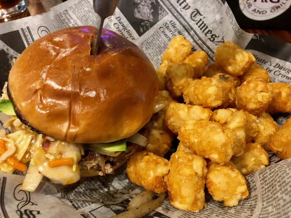 Impossible Burger with tator tots