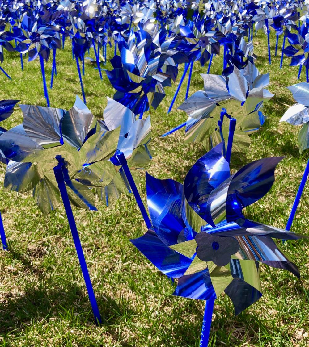 4- Blue and silver pinwheels