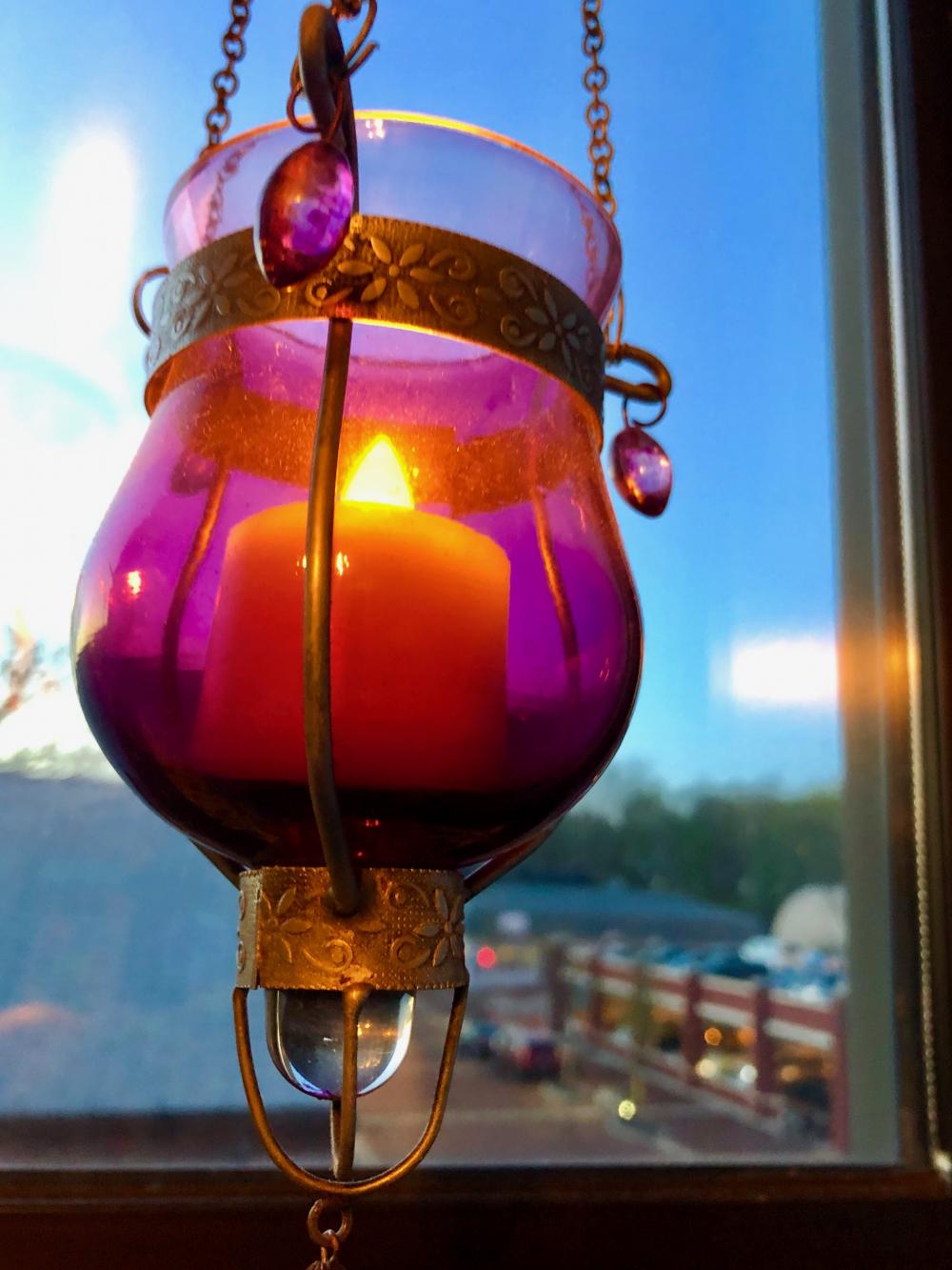 Hanging purple candle