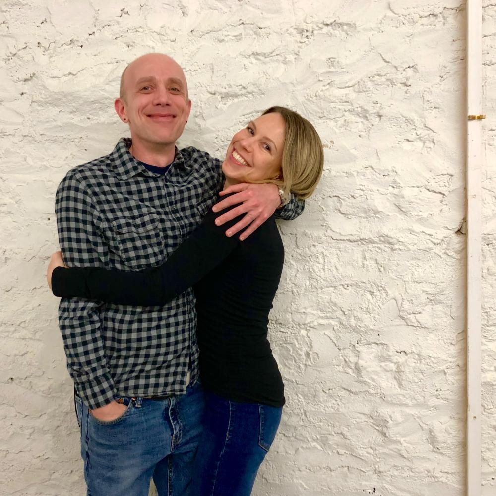 Me and Sara and brick wall at WSS