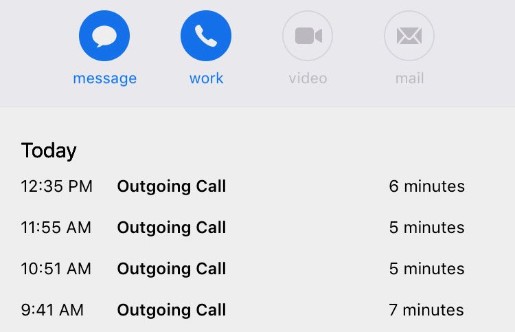 Four outgoing calls