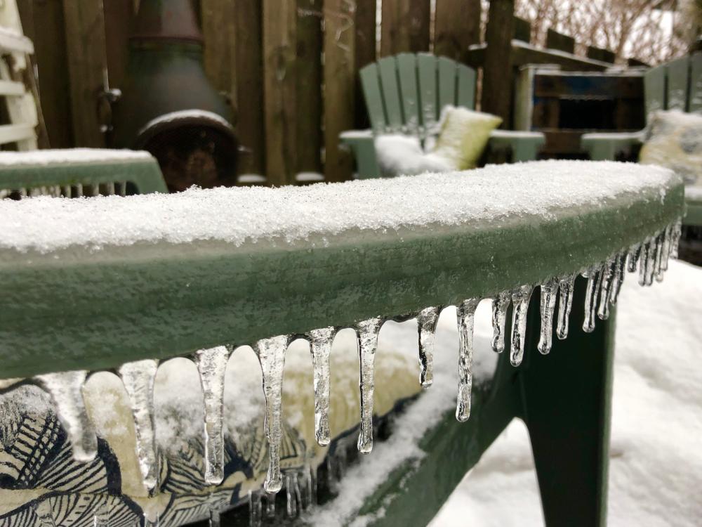 Deck life with frozen rain