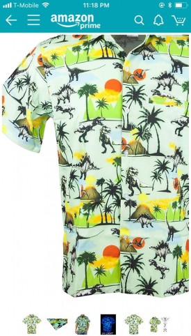 Dino hawaiian shirt on Amazon