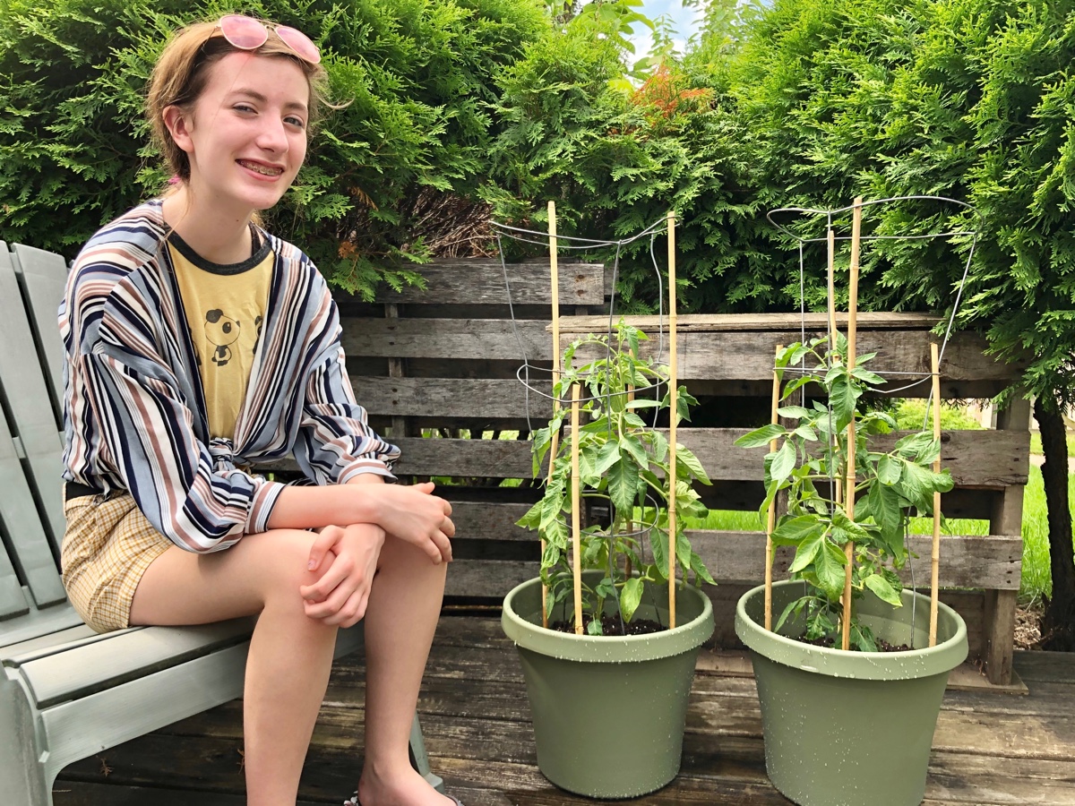 A little Saturday tomato transplanting with Maggie