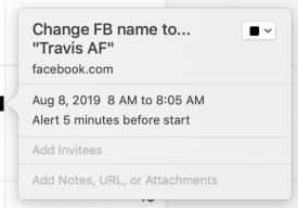Reminder to change FB name