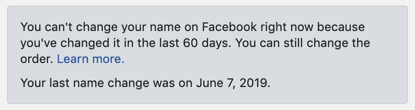 You cant change your FB name