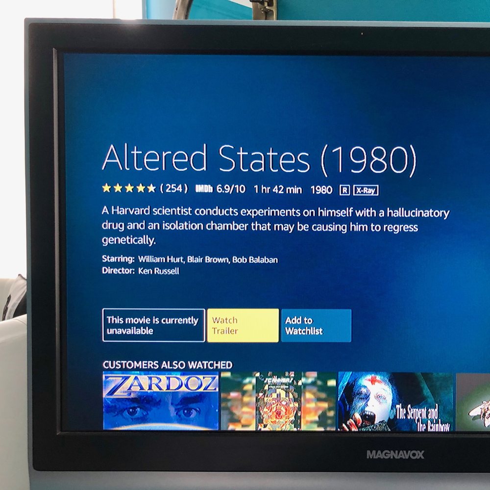 No Altered States on the TV