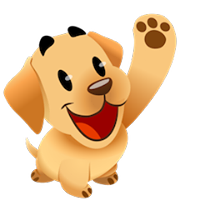 dog waving hi