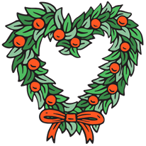 Cartoon Heart Christmas Wreath