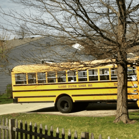 school bus in the driveway