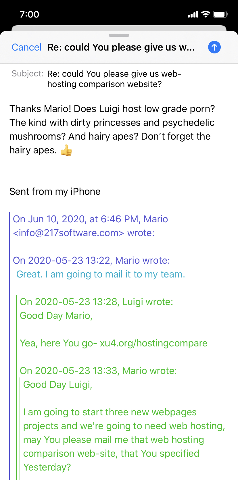 Email from Mario and Luigi